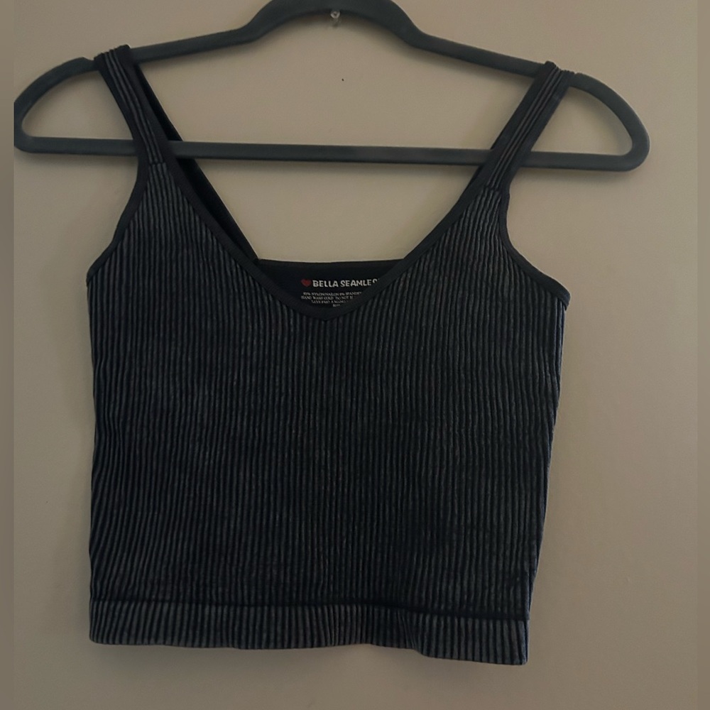 Dark Gray Crop Top With Lace!
